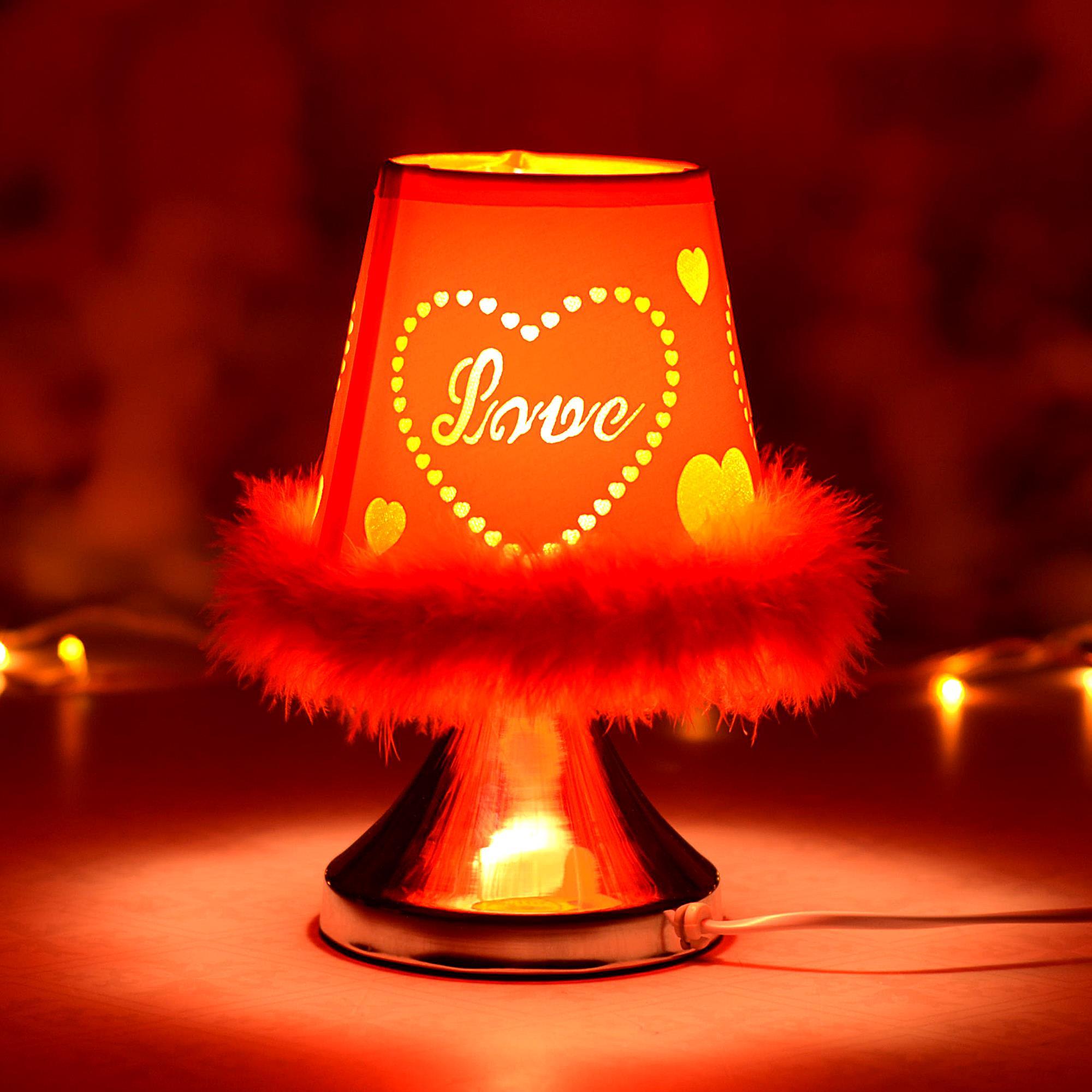 Furry Lamp With Love Heart Lamp Shades