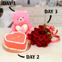3 Day Teddy Cake & Rose Serenade
