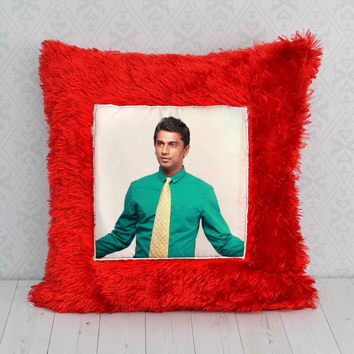 Fluffy Red Custom Pillow for Boyfriend, Personalized Pillows