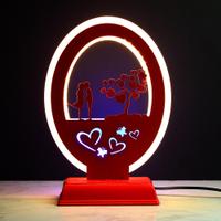 Lit Oval Rim Lamp With Couple Art