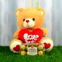 Dashing Teddy With Ferrero & Heart