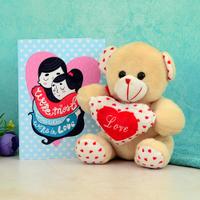 Lovable Teddy With Romantic Card