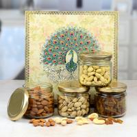 Artistic Peacock Box With Dryfruits Jars