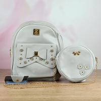 Cute Grey Floral Bag & Purse Combo