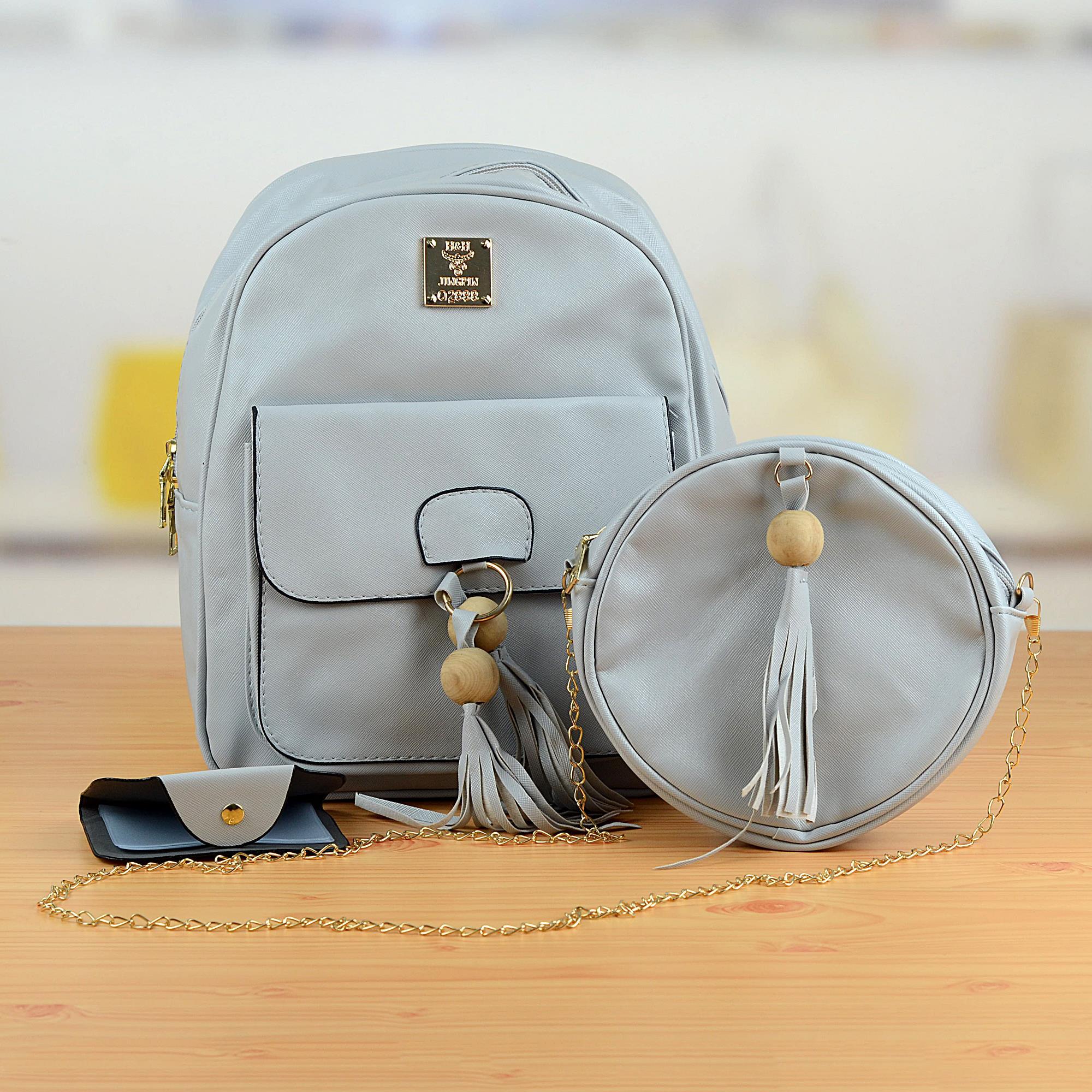 Graceful Gray Bag & Round Purse Combo Bags & Purses