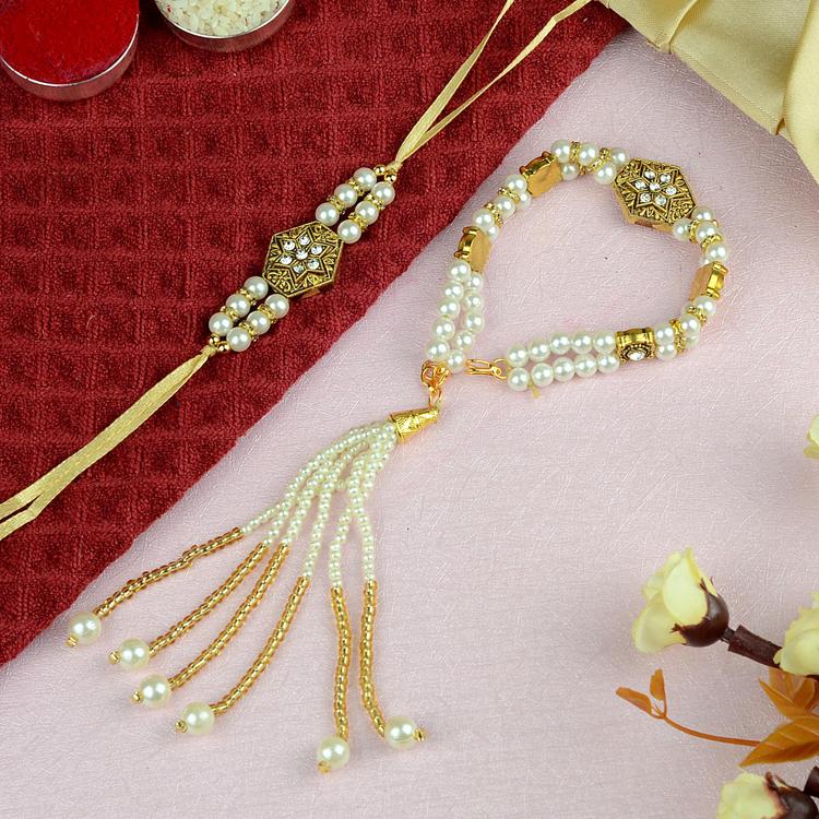 Star in Hexagon Antique Rakhi and Lumba