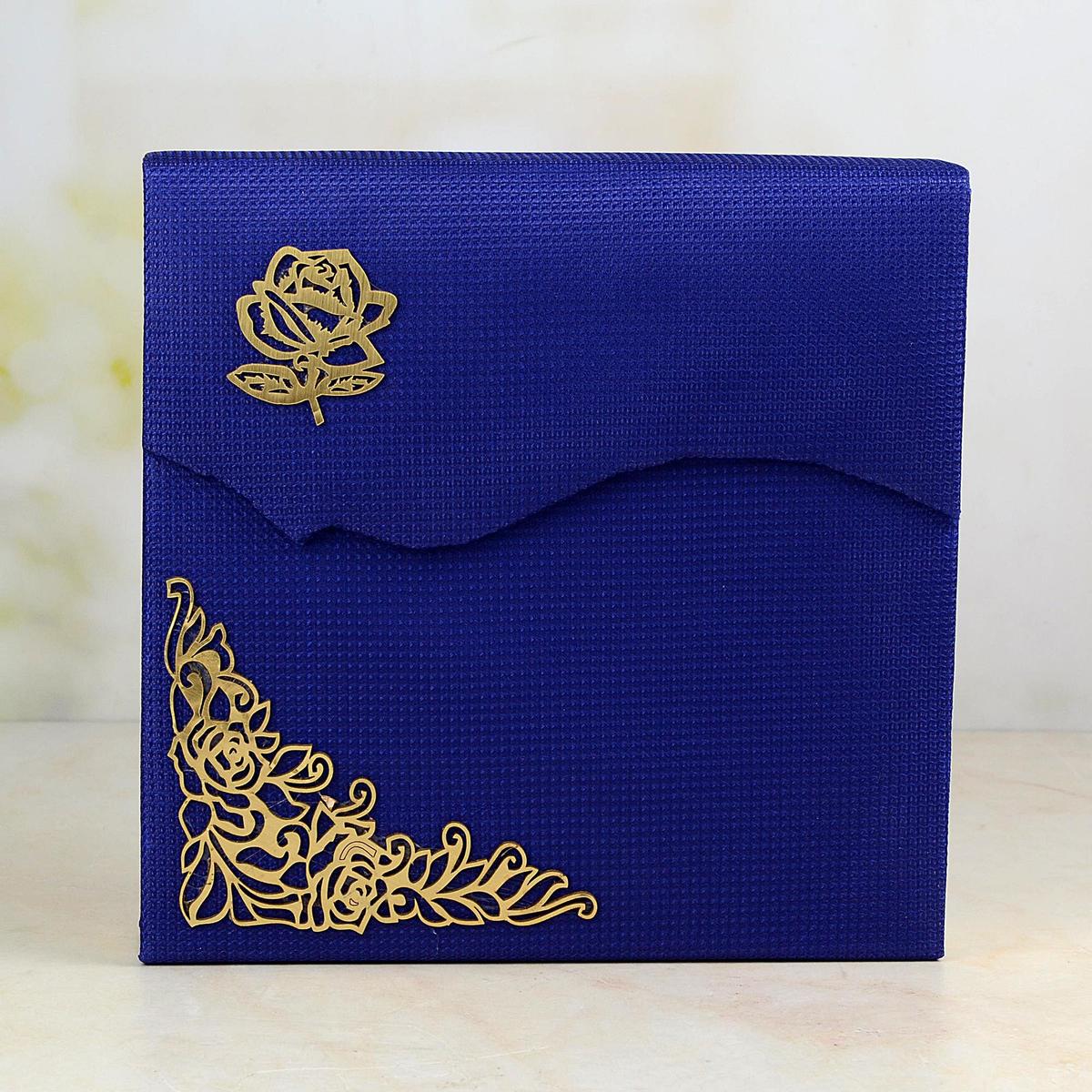 Rose Pinned Royal Blue Gift Box Gift Boxes