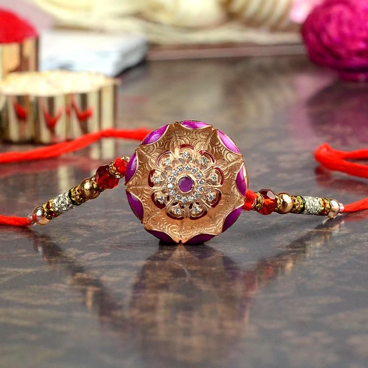 Stunning Magenta Lotus 330E Rakhi