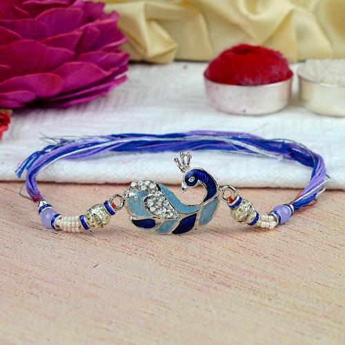 Beautiful Blue Metal Peacock Rakhi