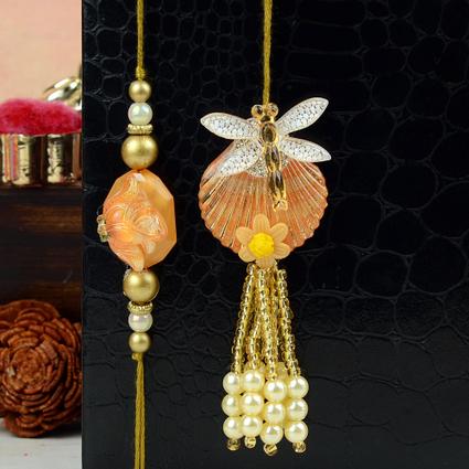 Sublime Citrine Base Rakhi and Lumba
