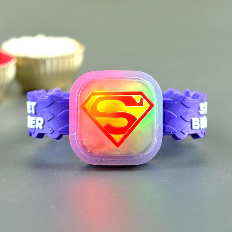 Flashing LED Superman 811 Kids Rakhi