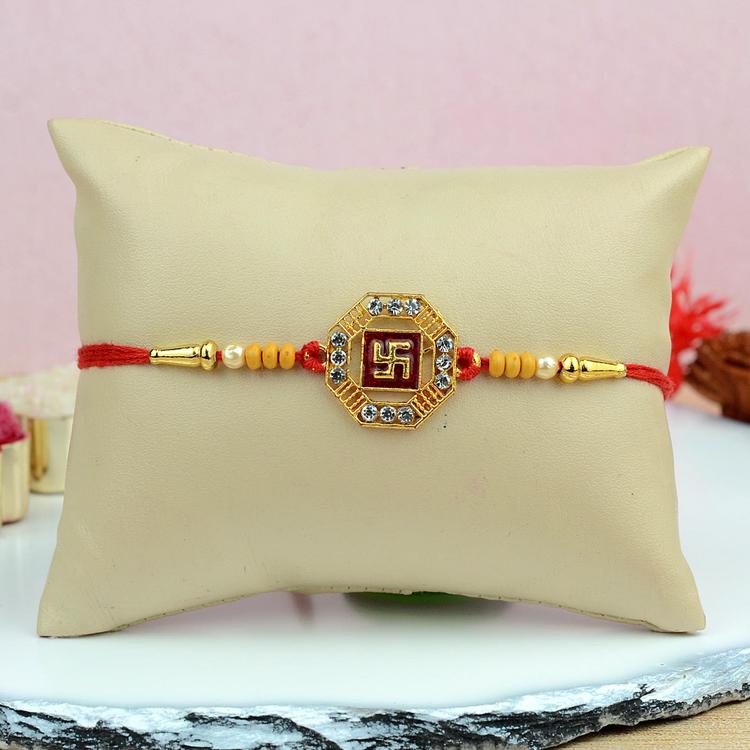 Glamourous Swastik in Octagon Rakhi 801A