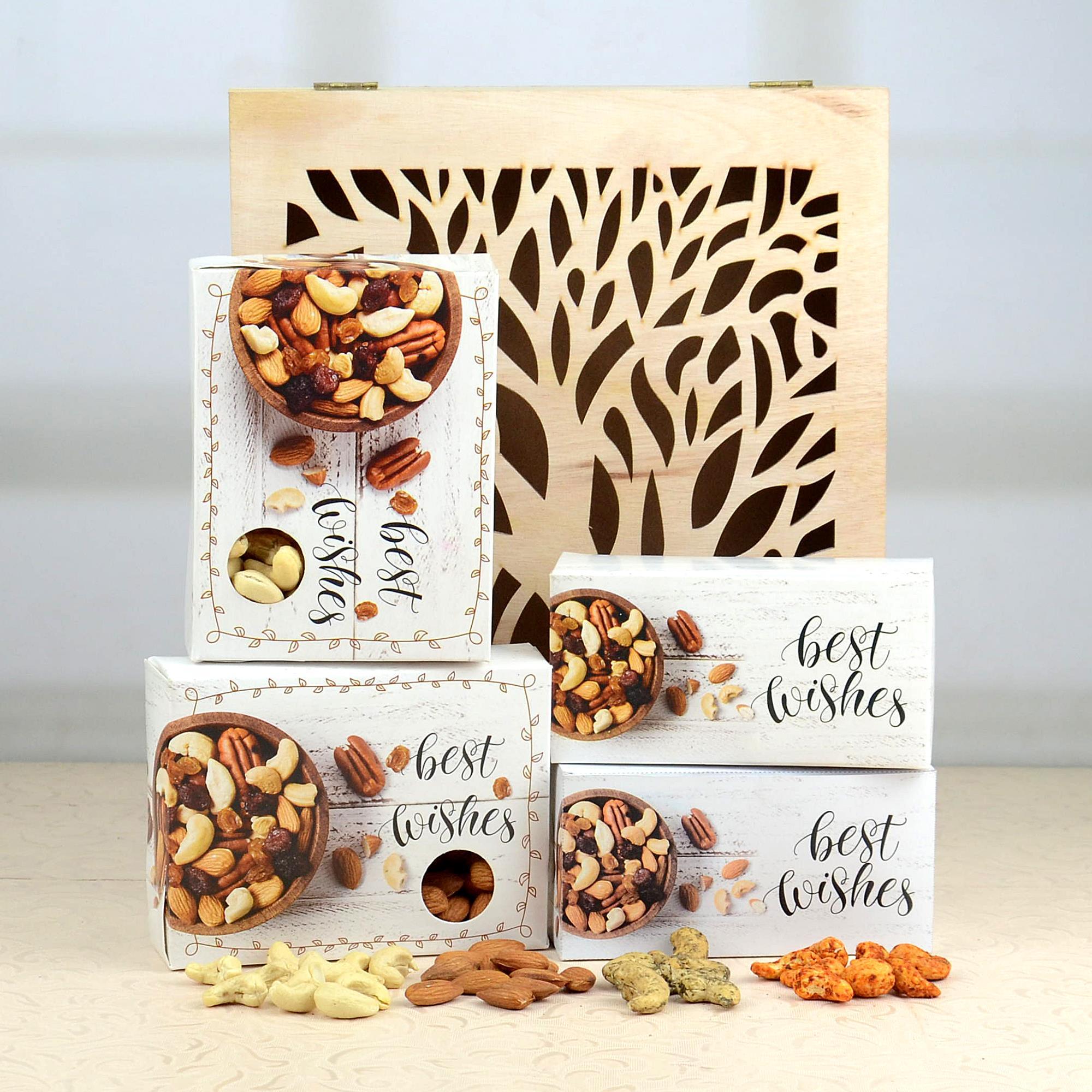 Carved Box of Dry Fruits Combo, Dry Fruits Hampers