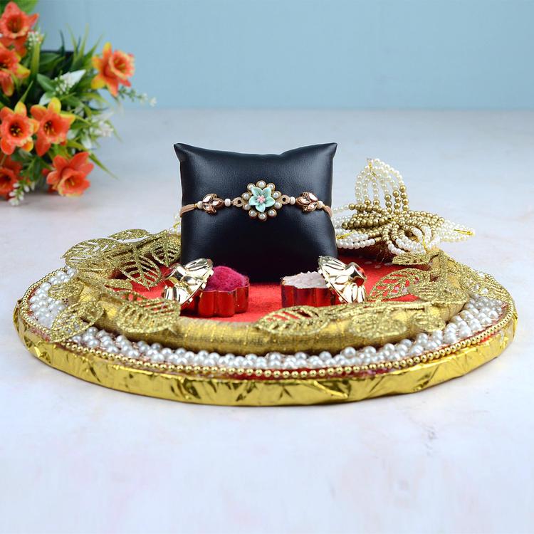 Pearl Studded Rakhi Thali