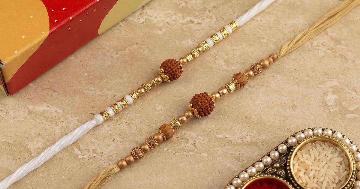 Grand Rudraksh Rakhi Set | Set of 2 Rakhis