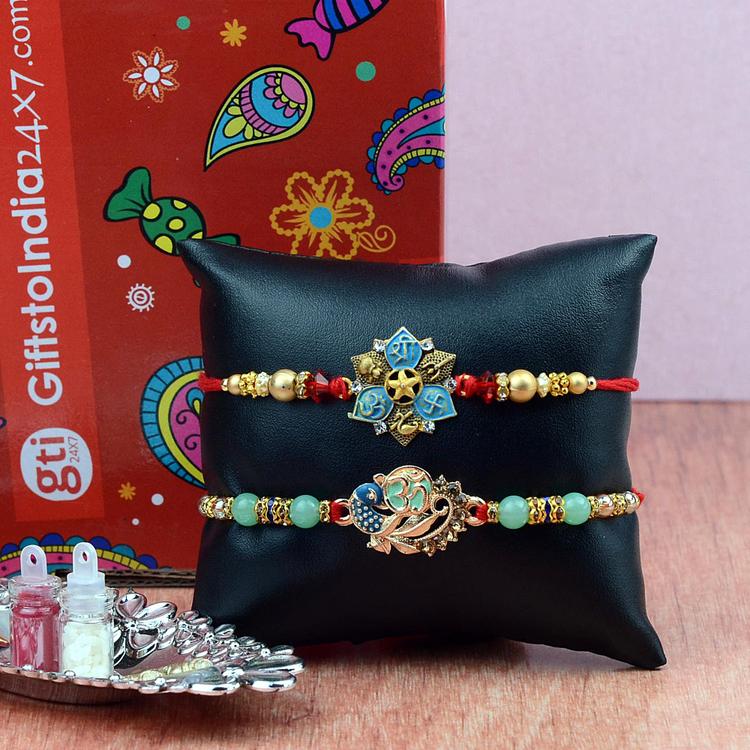 Exquisite Divine Peacock Rakhi Set