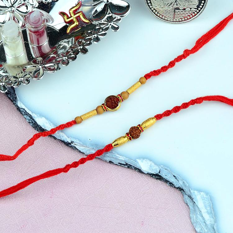 Delightful Mini Rudraksh Rakhi Set