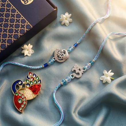 Exclusive Om Peacock Rakhi Set