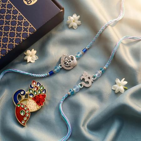 Exclusive Om Peacock Rakhi Set