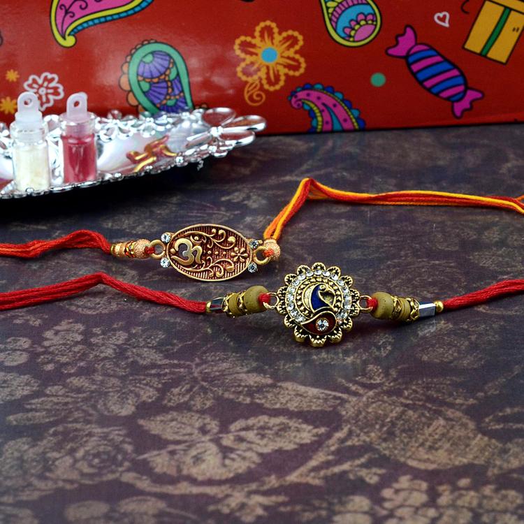 Exclusive Om Peacock Rakhi Set