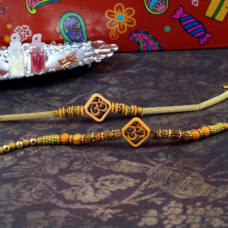 Square Om Bracelet Rakhi Set