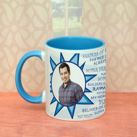 Sky Blue Superhero Photo Mug
