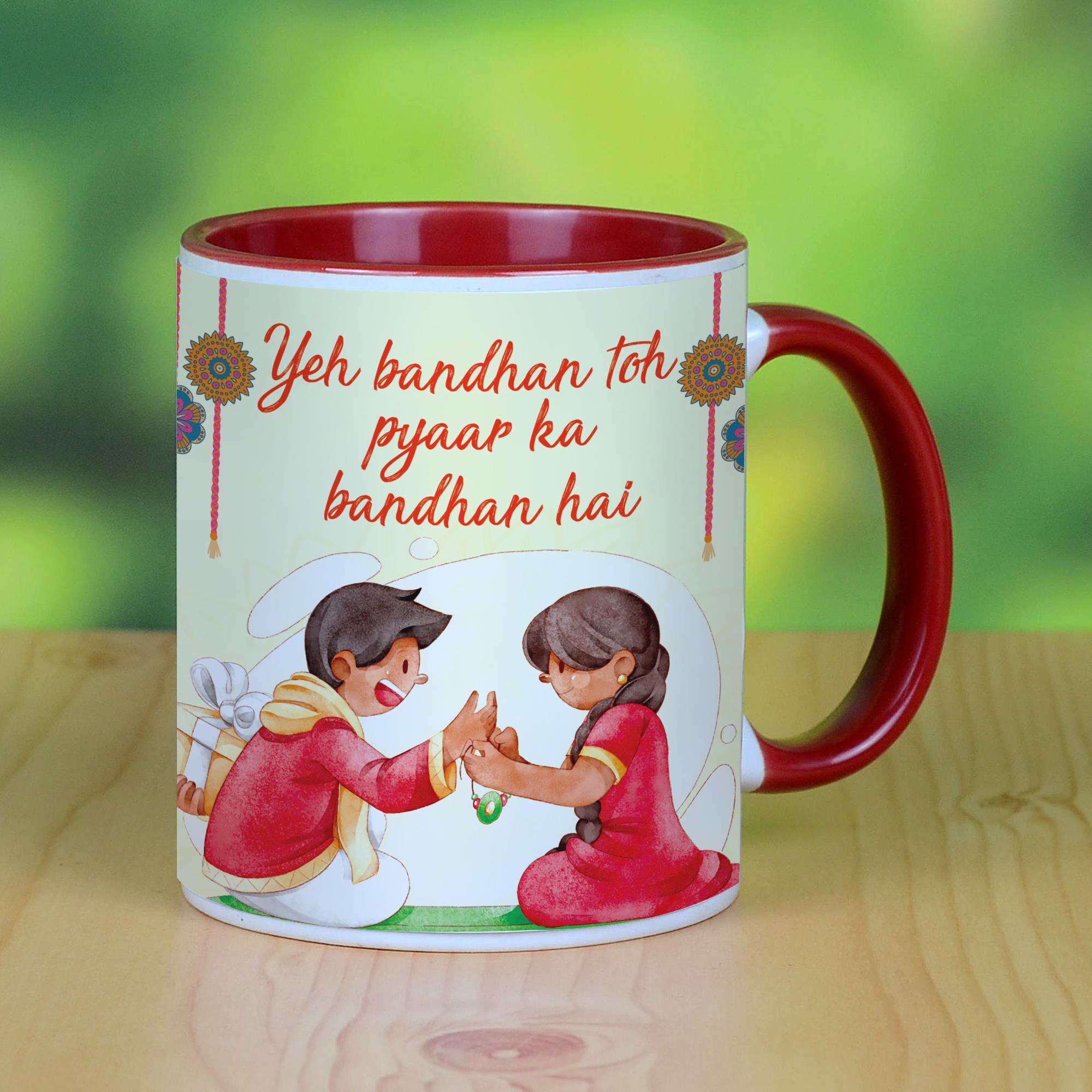 Rakhi Ka Bandhan Red Photo Mug