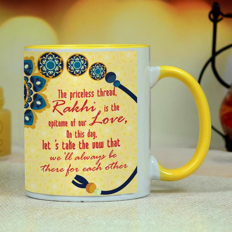 Yellow Personalized Rakhi Mug