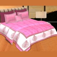 Pink N' Cream Block Double Bedsheet