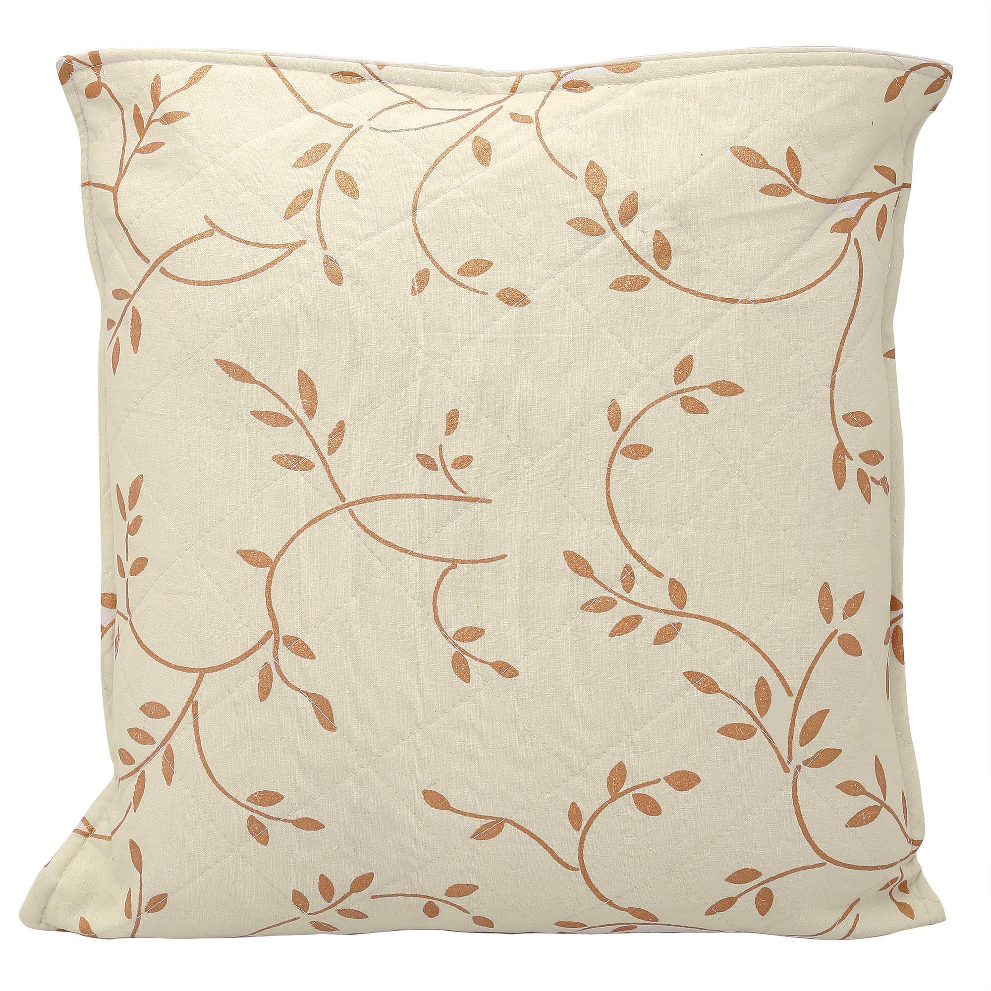 Cream & Golden Leaf Cushion Cover Home Decor