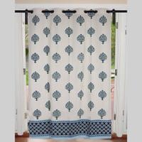Royal Blue Floral Grommet Curtain