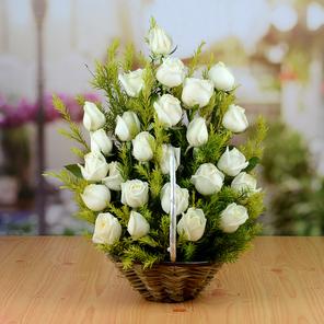 Basket of 25 White Rose Basket of 25 White Rose