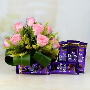 Dairy Milk & Lovely Roses Dairy Milk & Lovely Roses