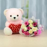 Pink Teddy & Roses Hamper