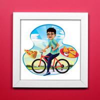 Cycling Foodie Caricature Frame