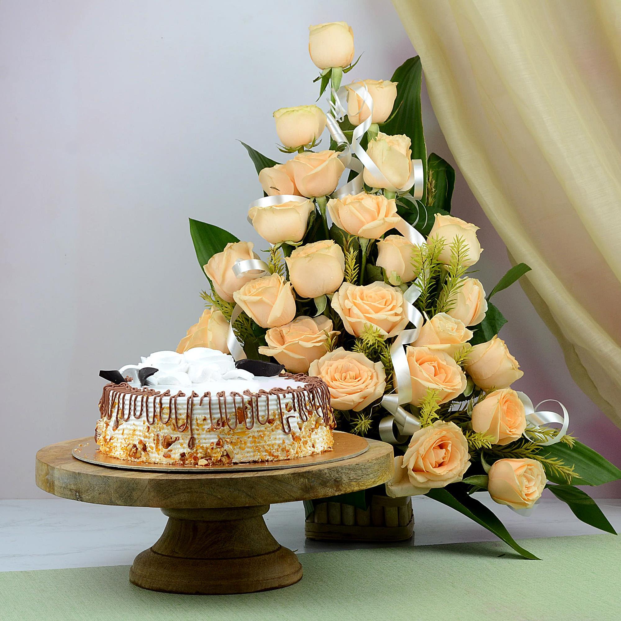 Butterscotch Cake & Roses