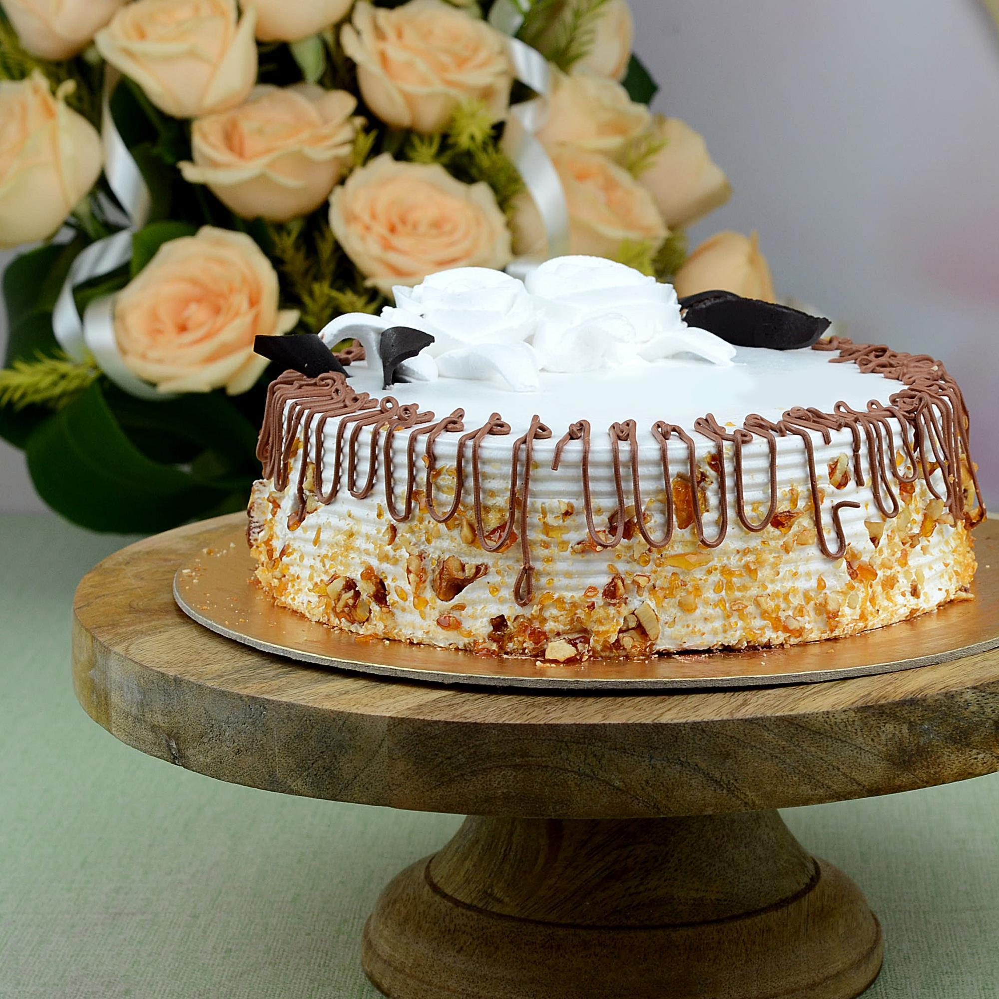 Butterscotch Cake & Roses Flowers, Cakes to Patiala
