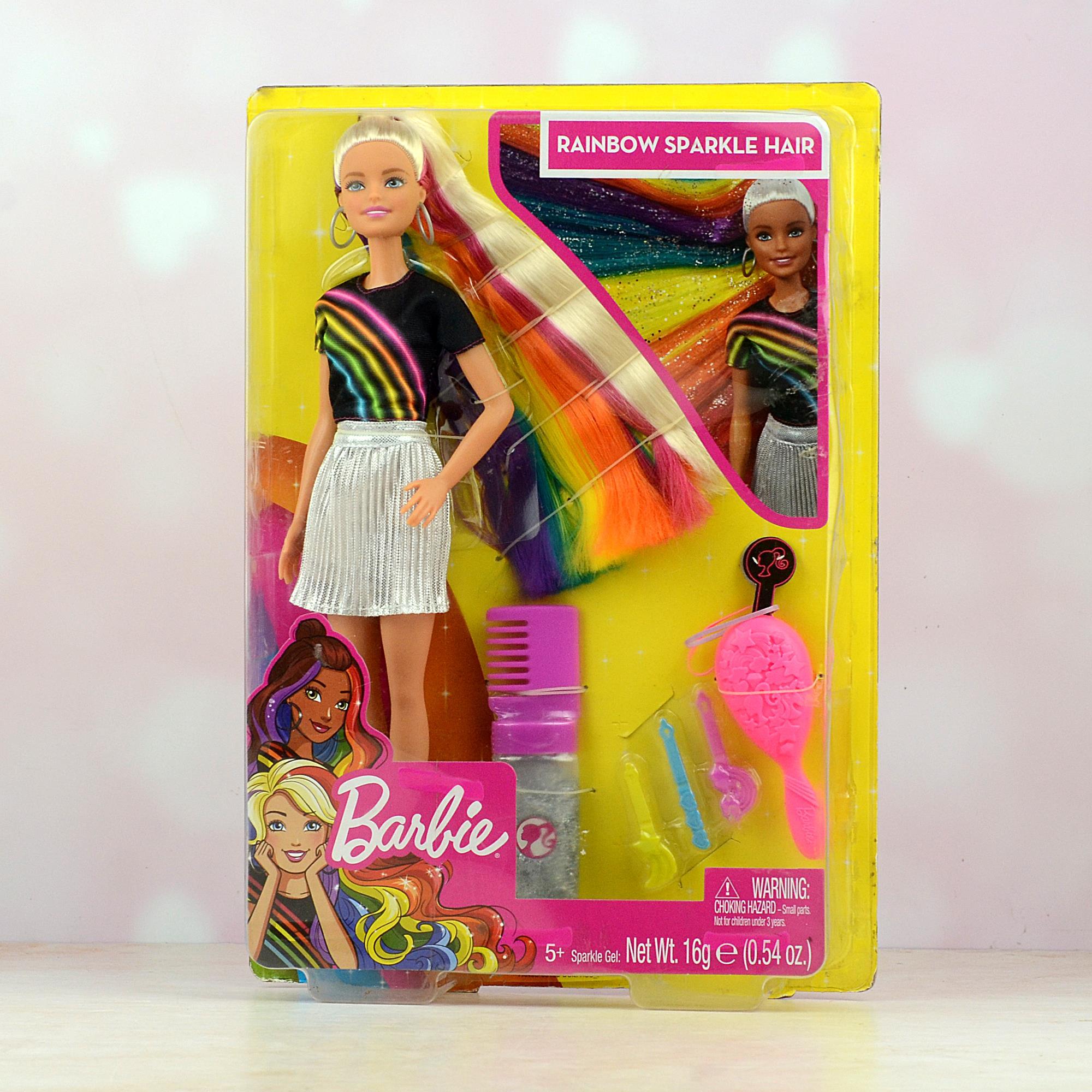 Rainbow sparkle 2025 hair barbie