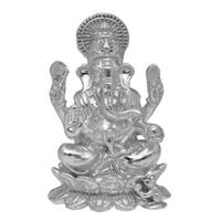 Flower Ganesh Silver Idols