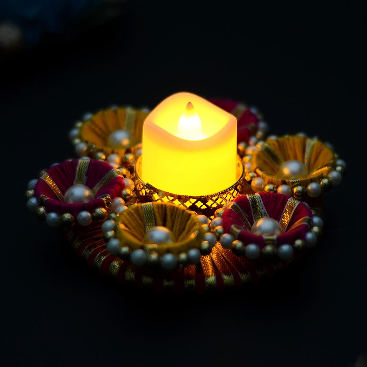 Colorful Floral LED Diya light | Diwali Diyas