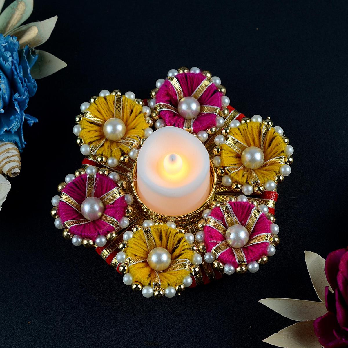 Colorful Floral LED Diya light | Diwali Diyas