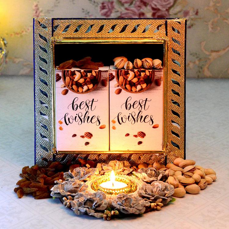 Candle and Dry Fruits Thali
