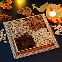Peacock Candle & Dry Fruits Thali