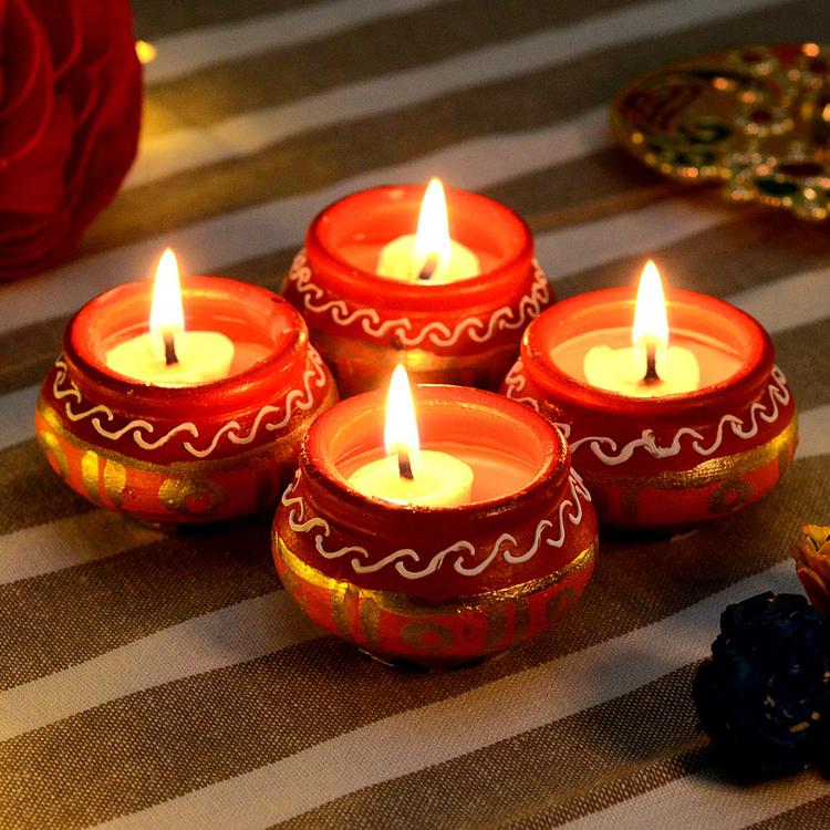 Handmade Set of Four Diyas