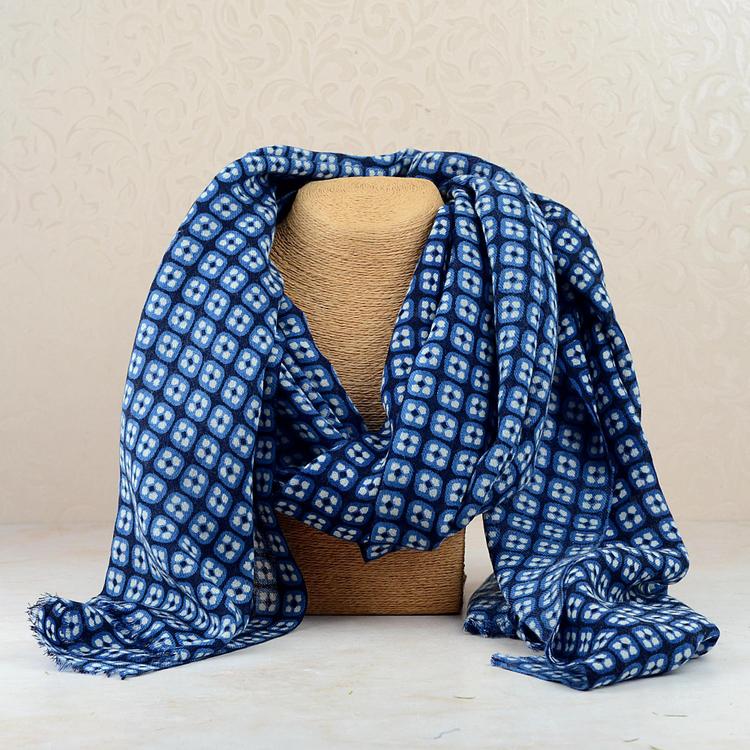 Blue & White Floral Designer Stole Blue & White Floral Designer Stole