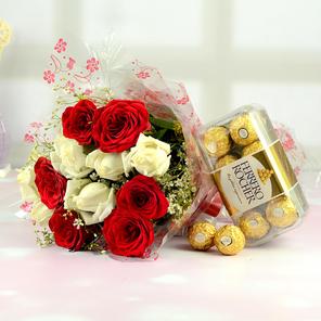 Roses & Ferrero Rocher Combo Roses & Ferrero Rocher Combo