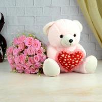 Pink Teddy & Roses Combo