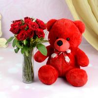 Red Roses with Teddy Combo