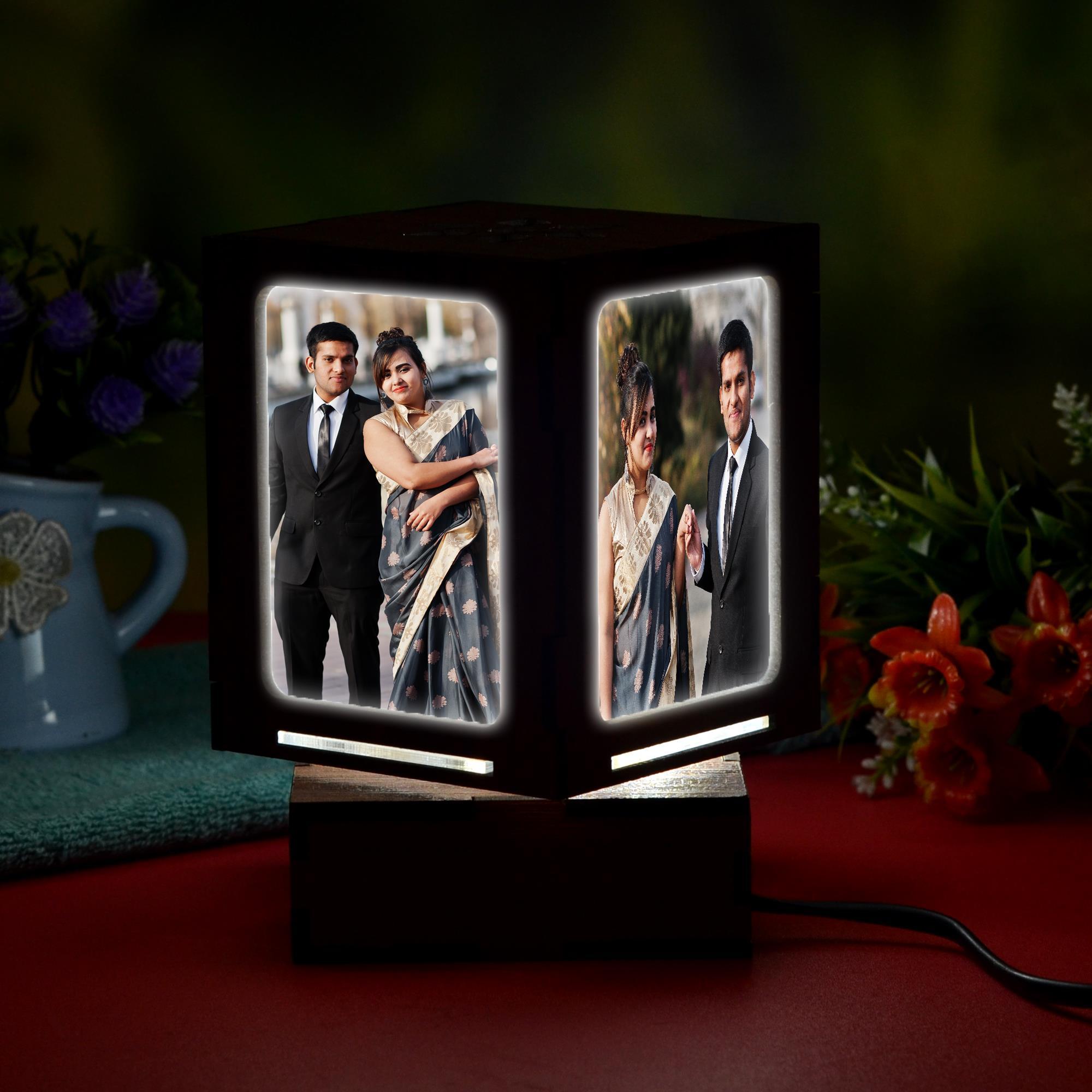 rotating photo frame with light