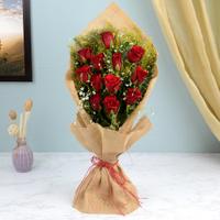 Jute Bouquet of Red Roses